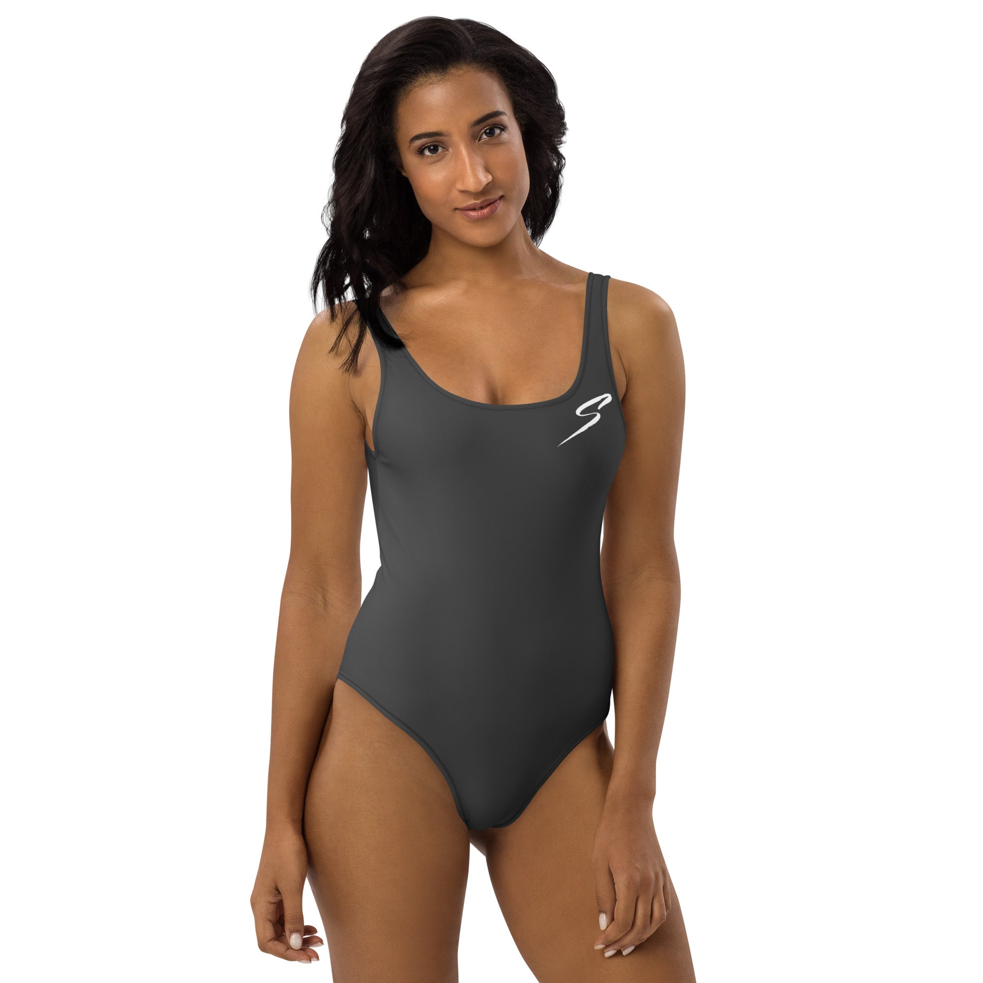 Gray One Piece Swimsuit